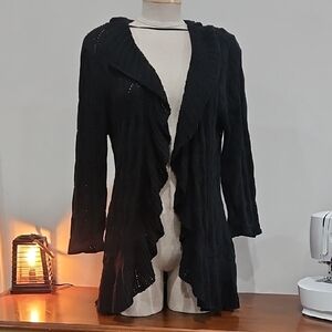 Style & Co Elegant Black Women's Sweater Cardigan Sz Lg 100%cotton